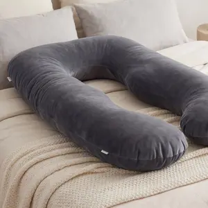 60-Inch Pregnancy Pillow – Dark Grey Full Body Maternity Sleeping Cushion with Washable Cover – Comfortable Support for Belly, Back, Hips, Knees & Side Sleepers