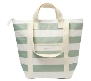 Sunnylife Light Cooler Tote - La Palma Sage Stripe - 6Gal
