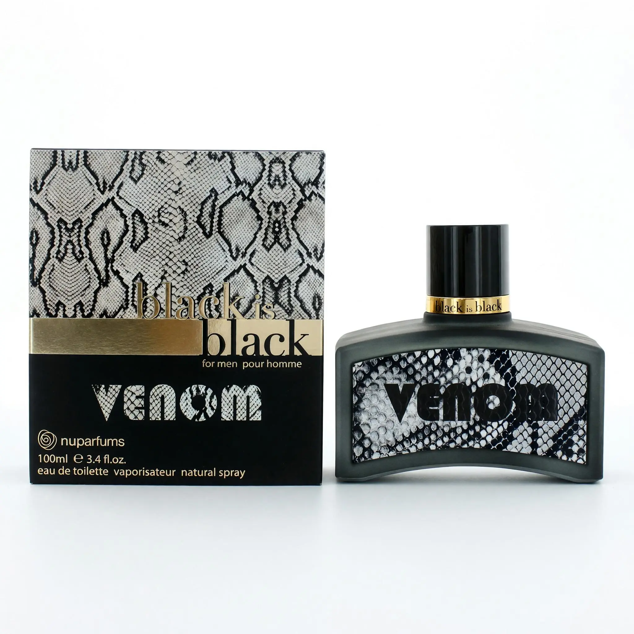 Black is Black Venom by NuParfums, 3.4 oz Eau De Toilette Spray for Men