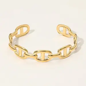 Stainless Steel Mariner Link Cuff Bracelet