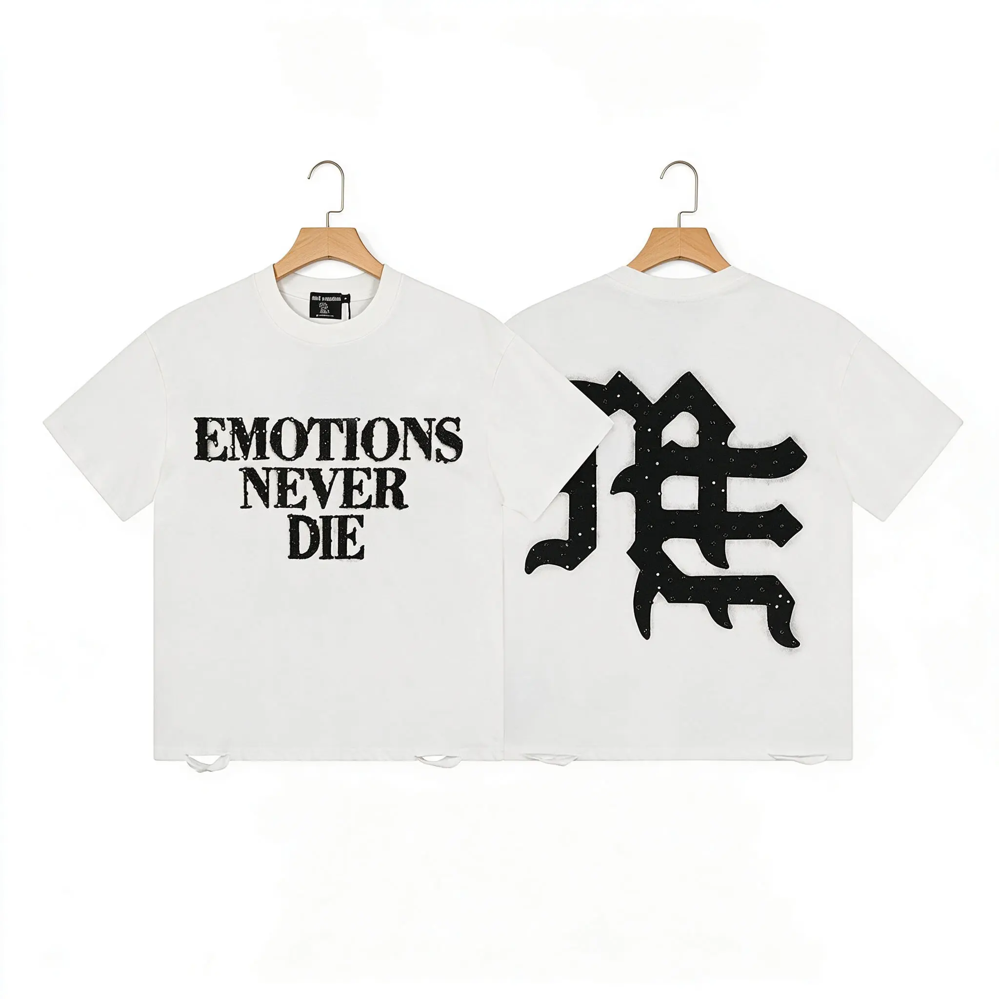MIXED EMOTION Rhinestone Graphic T-Shirt Men Women Oversized Cotton Tee Short Sleeve Crew Neck Streetwear Gothic Logo Y2K Hip Hop Casual Summer Shirt