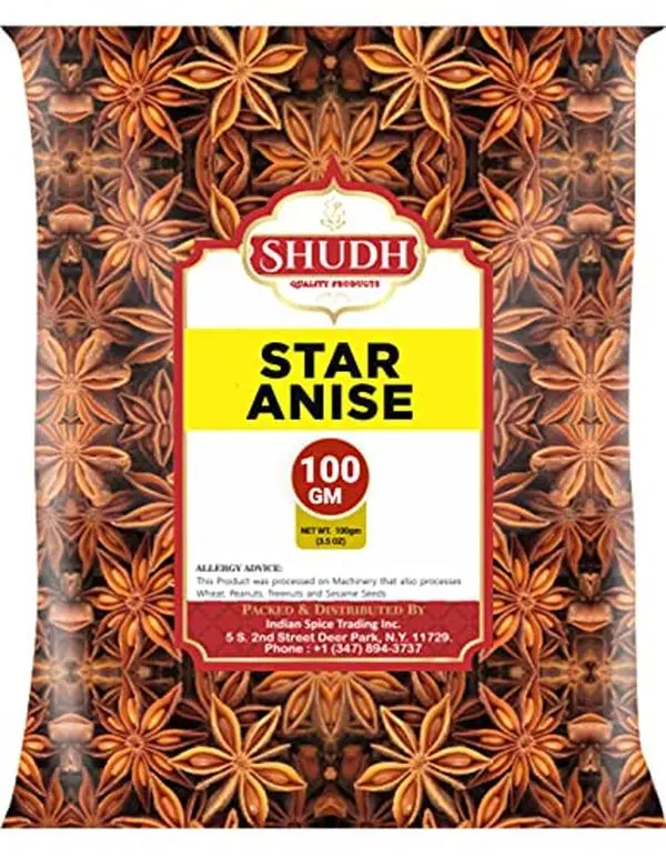Shudh Star Anise Whole 100 gm(3.5oz), Chinese Star Anise, Sun Dried Anise Star Spice, Anis Estrella/Badian Khatai/Illicium Verum, Widely Used for Baking, Cooking, and Tea