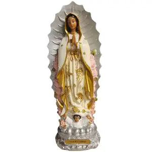 Virgen De Guadalupe 12" Inches Tall Nueva Griz Con Blanco o Blanco Ckn Resplandor Estatua Our Lady Guadalupe Brand new Religious art image, home decor, wall decor, church events, gifts
