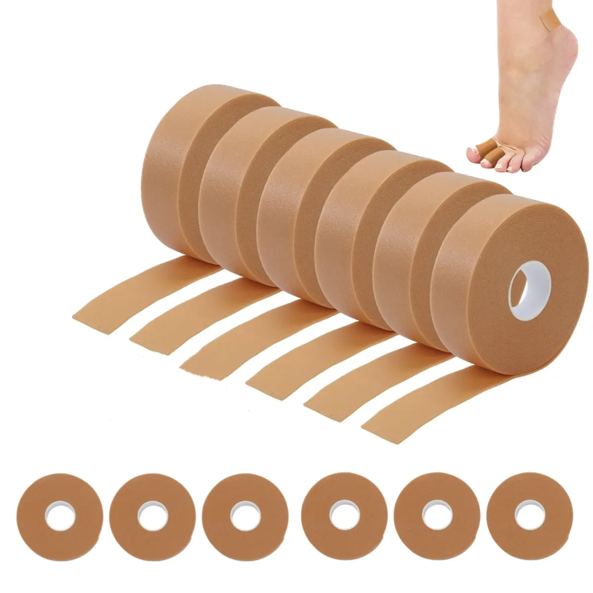 A Set of 12/6 Rolls Blister Prevention Tape,Adhesive Pad Toe Tape,Anti-wear Heel Pad Foam,Waterproof Bandage Patch for Point Shoe Hand Foot Heel Toe Skin Chafing Protector,Hand Tools Kits