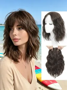 Fuller Hair Instantly! Brown Wavy Bob Wig with Bangs - Breathable Cap, Easy to Wear, Great for Thinning Hair, Alopecia or Just a Style Refresh, Wavy Synthetic Wigs 💁♀️