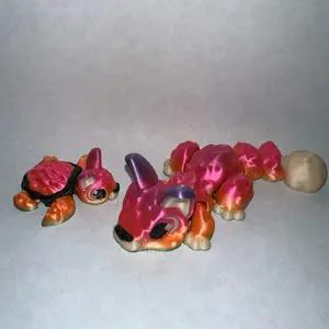 Flexi Mini Bunny Turtle or Small Bunny Dragon Figurine (3d printed)
