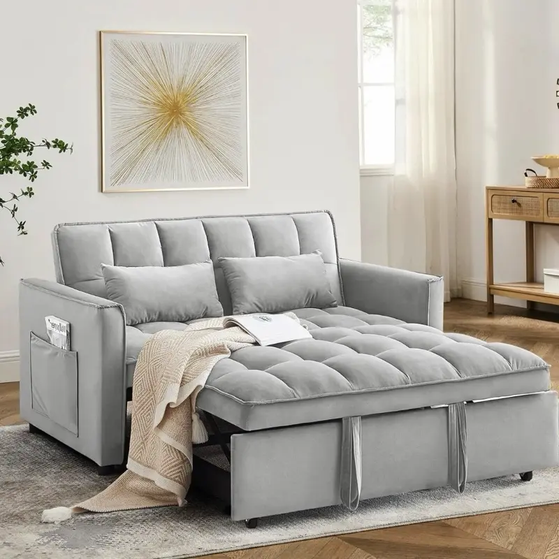 Sofa Bed Couch Sleeper Convertible Pull-Out Bed Couch With Side Pockets