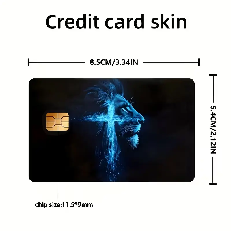 Lion Cross Credit Card Skin, Christian Faith Debit Card Sticker, Waterproof Vinyl Card Cover, Scratch Resistant Wallet Wrap