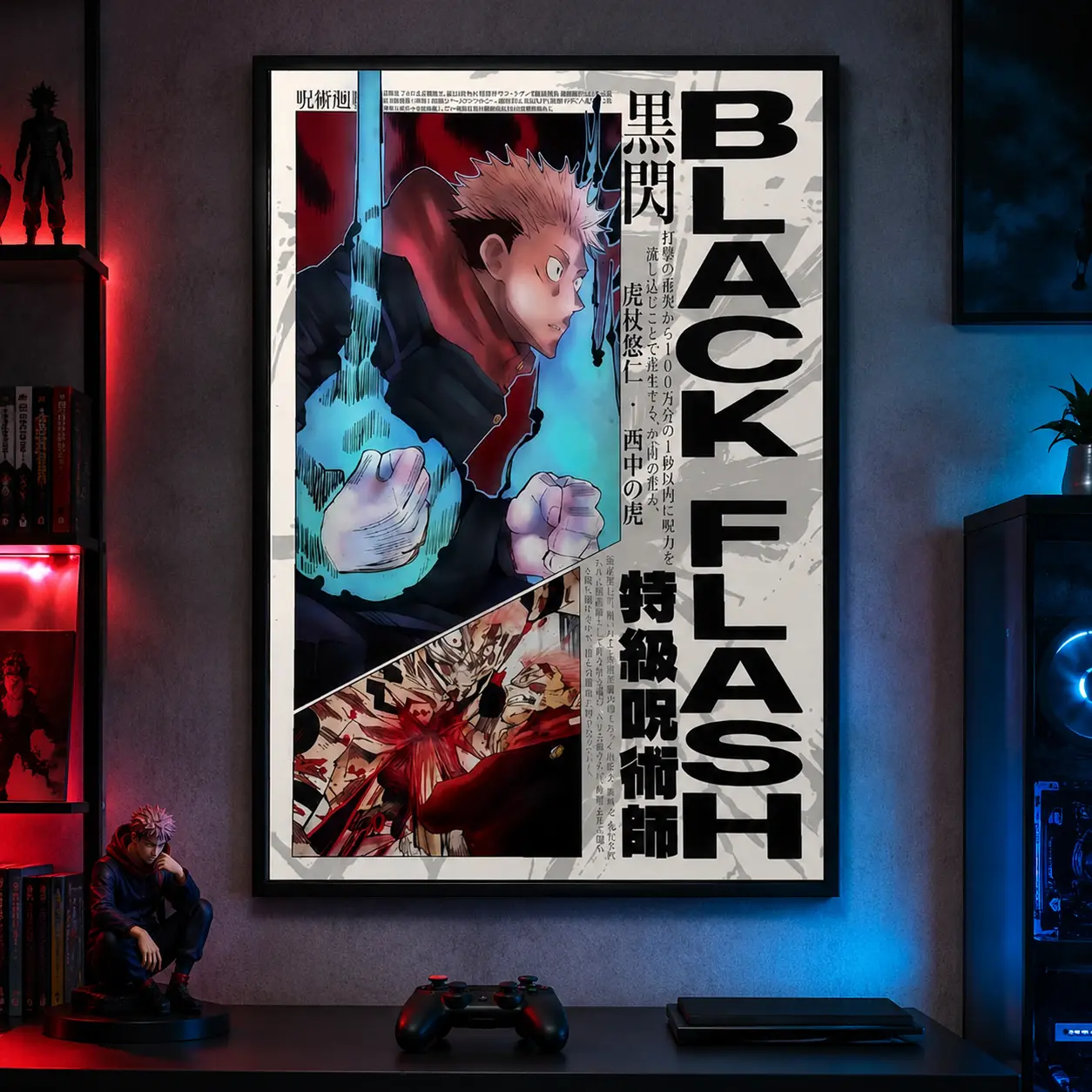 Yuji Itadori Jujutsu Kaisen Anime Poster Print, JJK Manga Artwork Minimalist Retro Aesthetic Home Wall DécorCanvas Poster Wall Decor, Room Decorations, Funky Home Decor,anime wall art,bedroom canvas poster