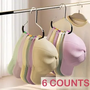 6-piece stainless steel hat rack artifact! Wall mounted storage for baseball caps, scarves, and hats, instantly transforming your wardrobe into a boutique,Summervibes