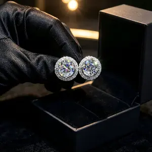 With Authenticity Certificate | 2026 Must-Have Trend Alert Unisex S925 Sterling Silver Soft-Needle Stud Earrings, Multi-Size 0.3ct/0.5ct/1ct/2ct Moissanite & Cubic Zirconia Simulated Diamond Fine Jewelry New Arrival
