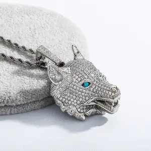 Iced Out Wolf Head Pendant - Unisex Luxury Jewelry with Sparkling Stones & Durable Materials for High Impact Shine & Long Lasting Brilliance