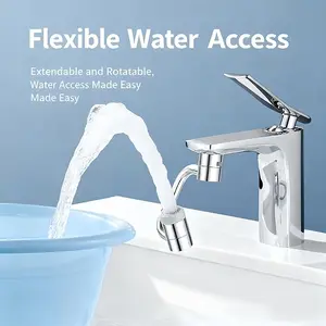 Universal Sink Faucet 1440° Rotatable Faucet Aerator Extension, U Shaped Faucet Extender, 360° Rotating Faucet Extender for Bathroom Sink/Kitchen, Sink Faucet Extender, 2 Modes Adjustable(Silver)