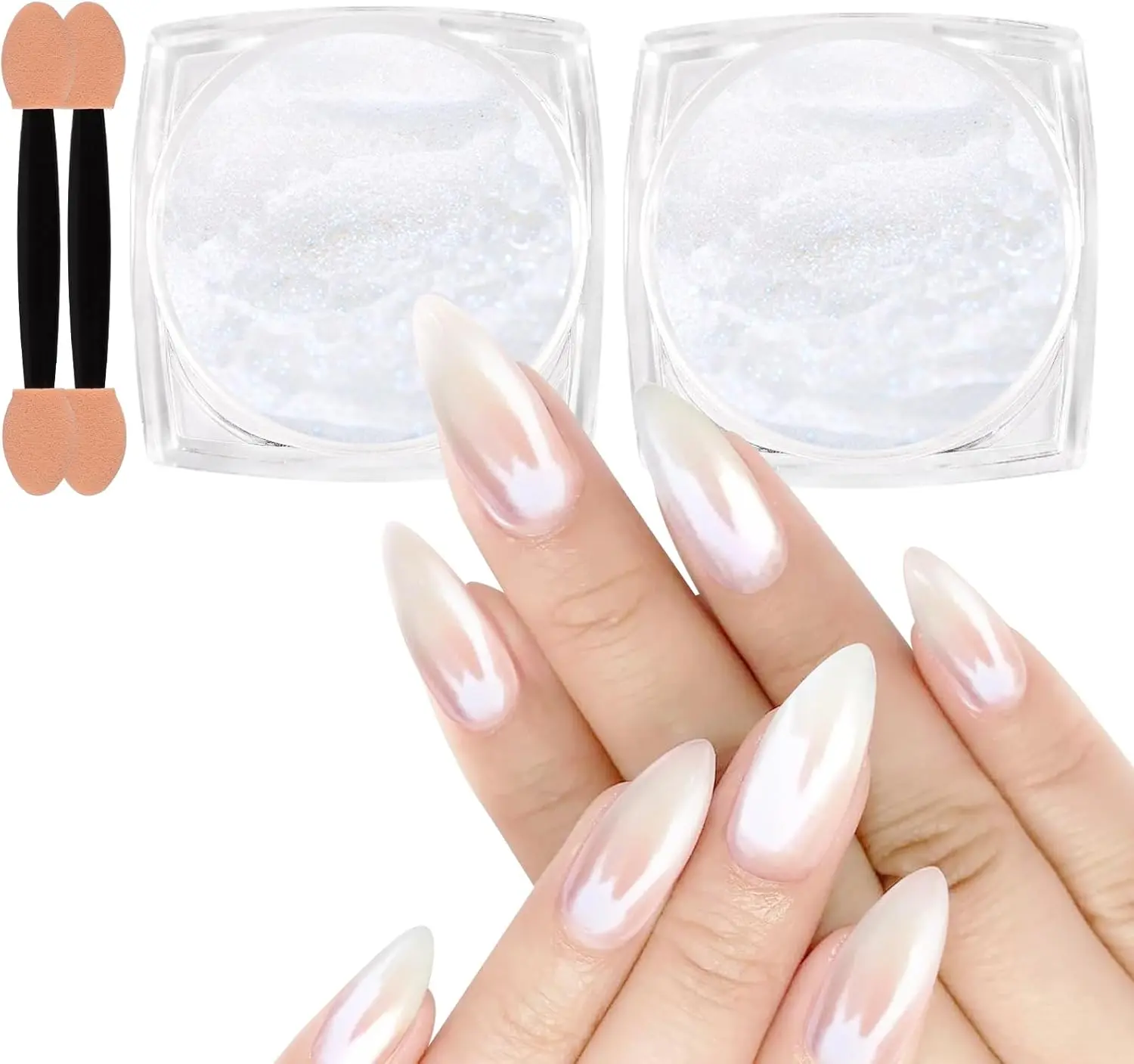 Halloween Fall Gifts 2pcs Iridescent Powder Metallic Effect Glitter Pearlescent Ice Transparent Pigment Dust for Gel Polish Nail Art