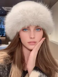 Elegant Solid Color Faux Fur Beanie, Warm & Thick Ear Protection Beanie for Fall & Winter, Stylish and Windproof Hat