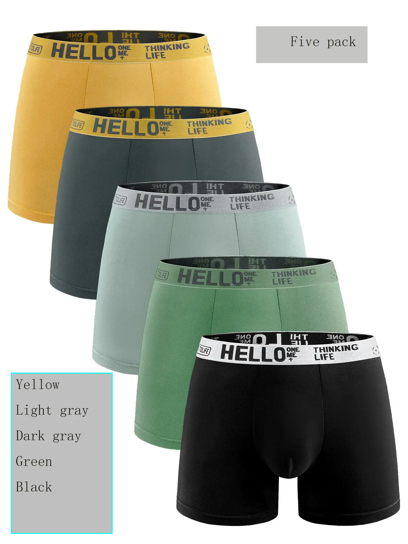 5-pack men’s stretch straight-cut boxer briefs, soft, breathable, comfortable everyday underwear