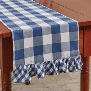 Buffalo Blue Check Ruffled Table Runner