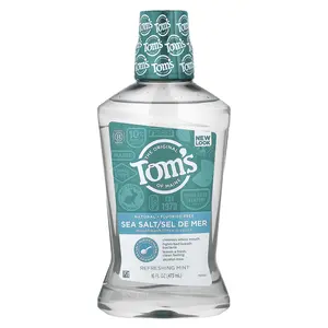 Tom's of Maine Sea Salt Mouthwash,  Fluoride Free, Refreshing Mint, 16 fl oz (473 ml)