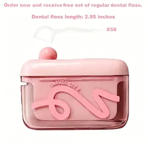 Automatic Pop-up Portable Floss Dispenser with 50 Pcs Dental Floss, Floss Dispenser Refillable, Travel Floss Picks Case for Home, Restaurant, and On-the-Go Oral Care Use