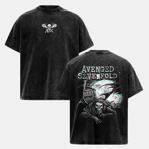 Retro Vintage A7X Avenged Sevenfold Music T-Shirt Hoodie & Sweatshirt Acid Wash Rock Band Tee Metalcore Heavy Cotton Oversize Unisex Retro Graphic Streetwear Concert Tour Fanwear Edition