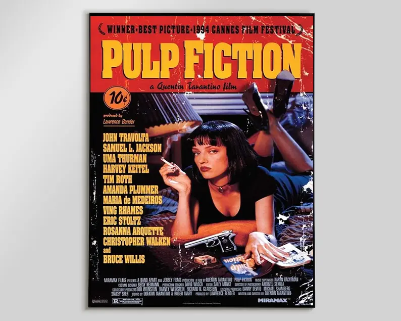 Pulp Fiction Quentin Tarantino Movie Poster, Multicolour