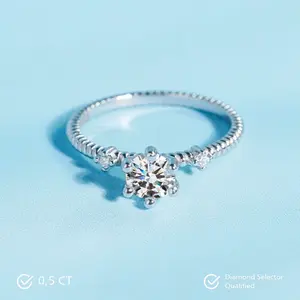 Silver Classic Moissanite Ring 0.52 CT - Round Cut - Lore Jewelry