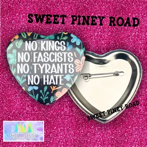 No Kings No Fascists No Tyrants No Hate Anti Trump Pin, FDT Button, Anti-Trump Resist Protest Merch, Political Pin for Rally