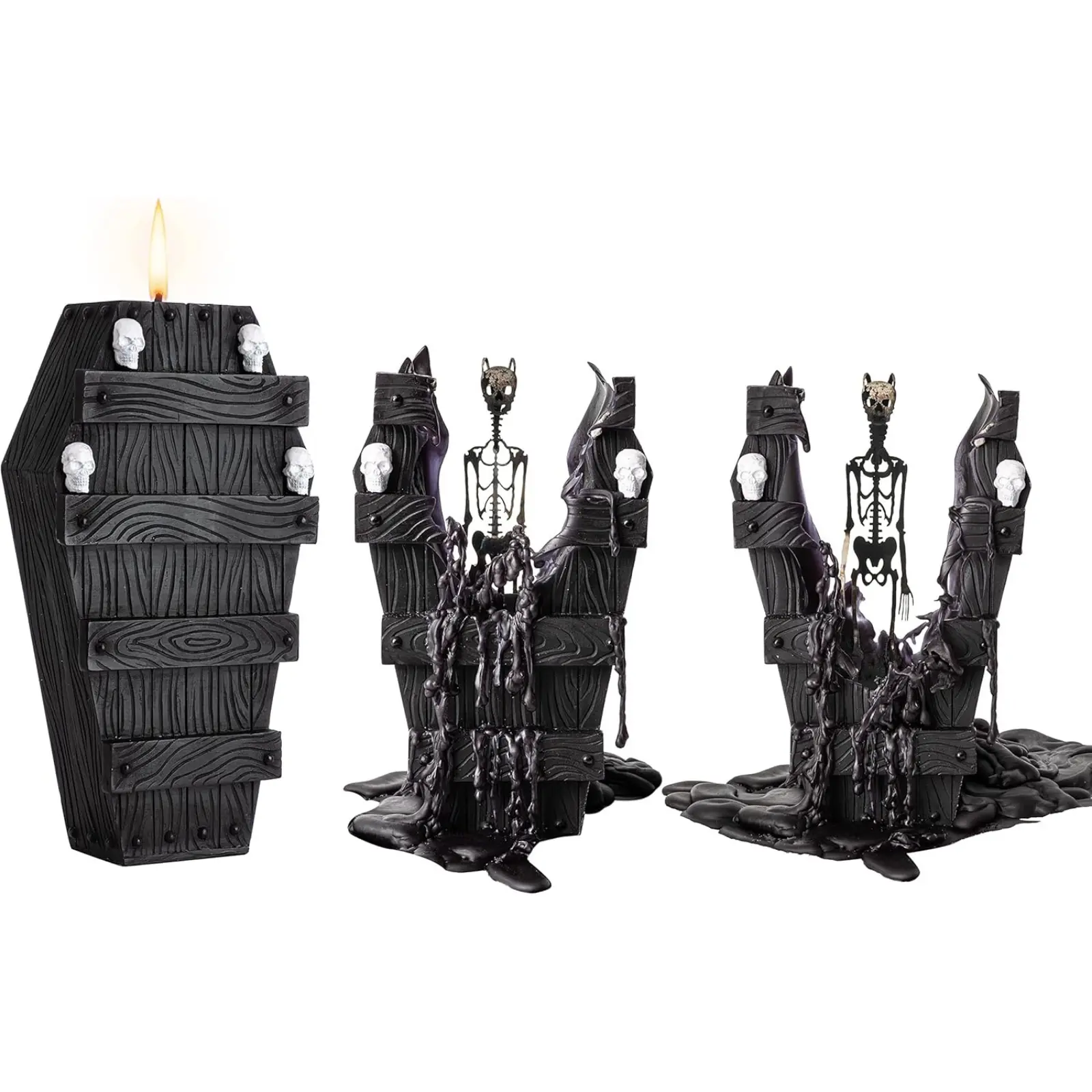 Skull Candle R.I.P. Coffin Skeleton Candles 7x5 Inches Burns 12 Hours! Spooky Decorations & Decor - Skull & Bones Goth - Spooky Horror Gift Gothic Vintage Gift Trick Or Treat Skull Farmhouse