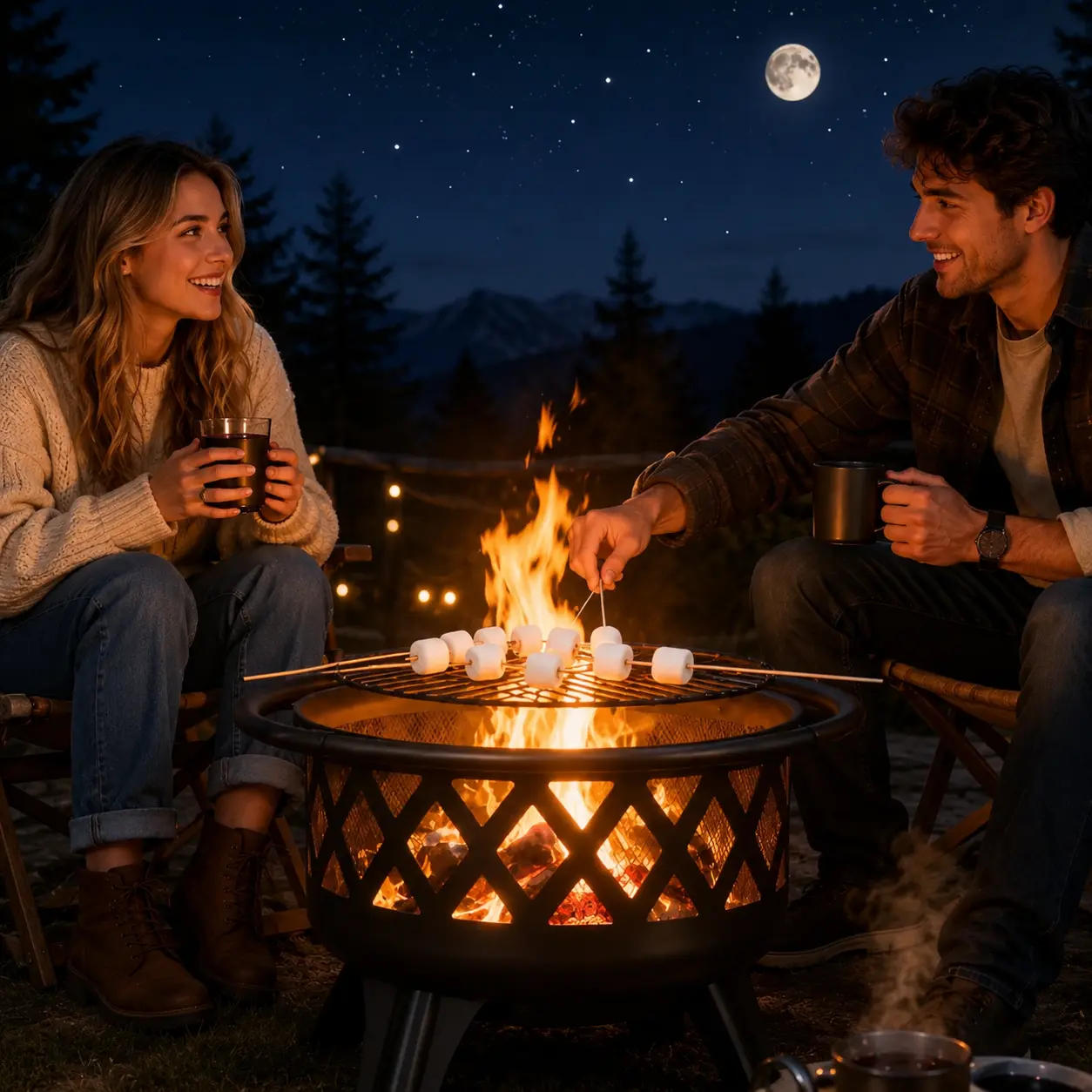 Jolydale Wood Burning Fire Pit with Grill, 2-in-1 Outdoor Fire Pit with 360° Adjustable BBQ Grate, Spark Screen, Poker and Airflow Design, 30-Inch for Patio, Backyard and Garden