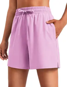 Women 5'' Quick Dry Running Athletic Shorts High Waisted Workout Gym Split Drawstring Short with 2 Pocket