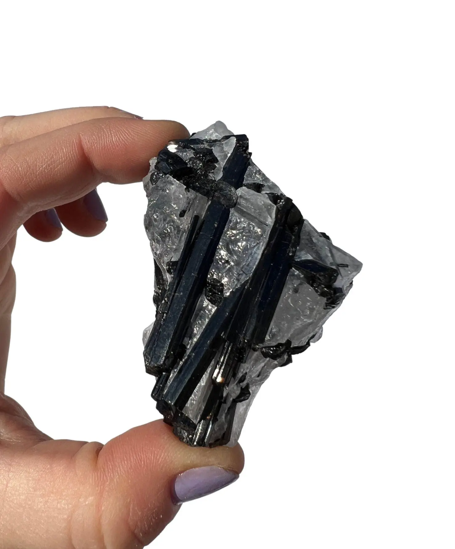 New Moon Beginnings Raw Tourmalinated Quartz Crystal, Black Color, Natural Form, Crystal Layers, Single Piece