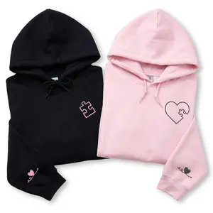 Custom Embroidered Heart Puzzle Hoodies – Matching Gift for Couple Birthday Anniversary Gift, Valentine's Day