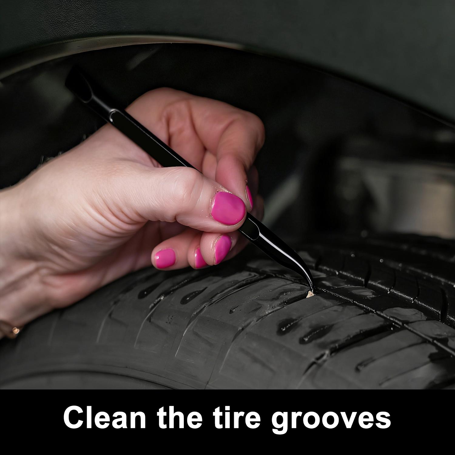 Car Detailing Pick Set for Car Detailing Kit,Safe Automotive Tool Set for Cleaning, Plastic Picks with 6 Cleaning Heads, Interior and Exterior Use,6 Pack