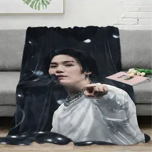 SUGA  flannel blanket, exclusive gift for home, office, camping travel, personalized pattern design, modern style, soft texture