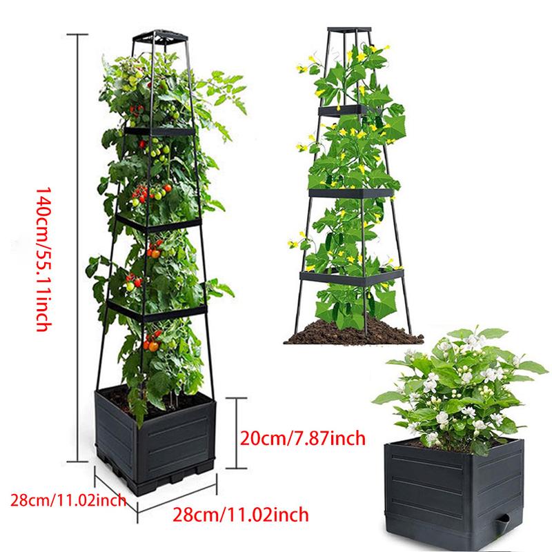 2pack 3 Tiered Tomato Planter with Trellis- 45"Raised Garden Bed Planter Box, Tomato Cage& Planter for Small Climbing Vegetables, ldealfor Patio, Indoor & Outdoor Gardening