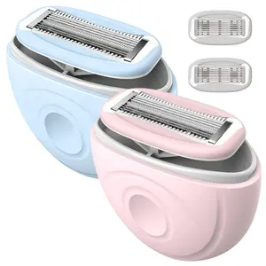 Mini Women's 6 Blade Razor, Pivoting & Rotating Head Shaving Razor for Smooth Close Shave, Portable Hair Removal for Face Legs Full Body, 1 Handle with 2 Blade Refills