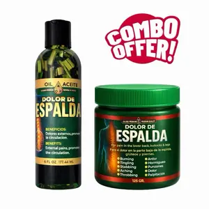 VIRAL Combo Dolor De Espalda + Oil Aceite Dolor De Espalda – Pain Relief Combo | Knee, Sciatic, Lumbar, Cramps & Varicose Support | Natural Herbal Oil + Extra Fuerte Gel | 6 FL OZ + 125 G