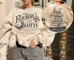 Wizard Book Shop Sweatshirt, Fall Sweatshirt, Bookish Shirt, Flourish and Blotts Shirt, Bookworm Shirt, Magical Family Trip Sweater