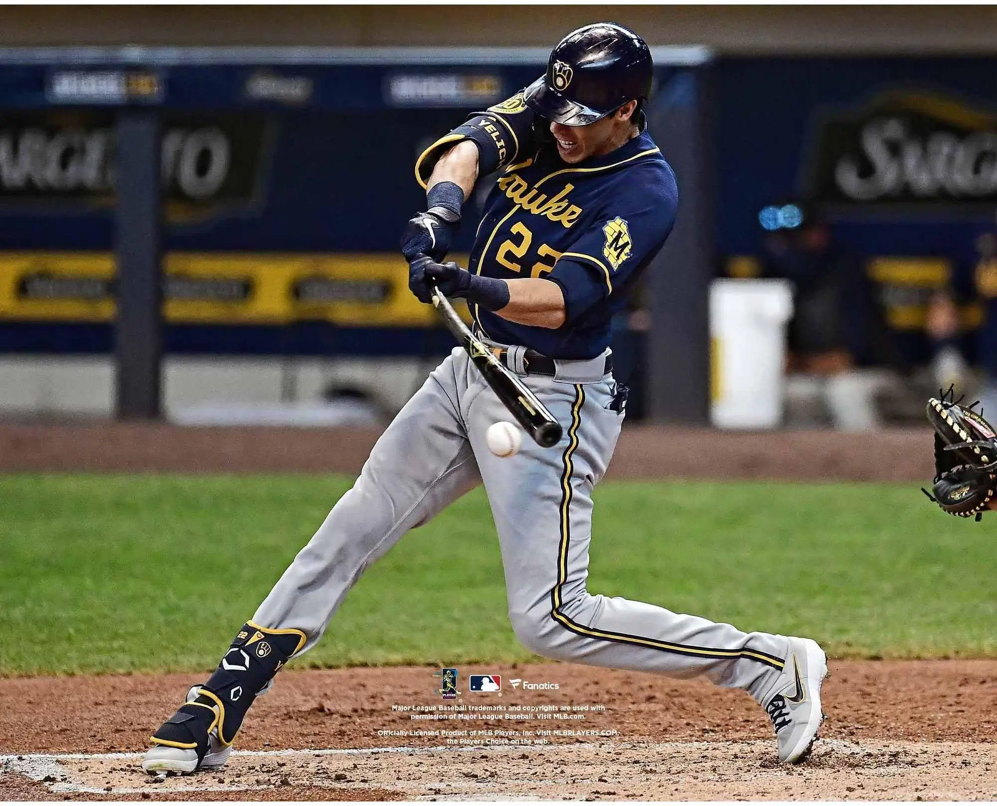 Christian Yelich Milwaukee Brewers Unsigned Hitting Photograph - MLB Memorabilia