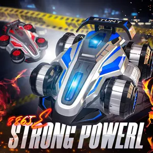 RC Stunt Car - with 360° Rotation & Lights - for Boys Age 6-12 - Blue & Red