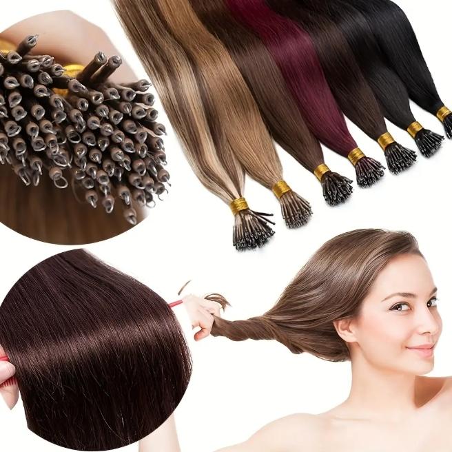 12-28 Inch 100% Remy Human Hair Extensions, Nano Tip Micro Nano Rings Cold Fusion, 50pcs 30g, Thick Smooth No Shedding No Tangle for Women