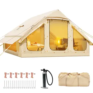 Naudacaa Inflatable Tents for Camping, 4-6 Person Blow Up Tent with Hand Pump, Easy Setup Inflatable Hot Tent with Stove Jack, Waterproof Glamping Camping Hiking Backpacking