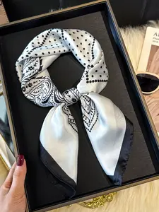 Lightweight Silk Scarf for Women, Boho Style Scarf, Outdoor Sun Protection Shawl, Classic Print, Windproof Sand-Resistant Square Wrap