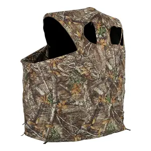 [Amazing Offer]Portable Blind With Chair - Camouflage See-Through Ground Tent with Cup Holder, Lightweight 1-Person Tent for Deer, Duck, and Turkey Hunting Visibility Convenience