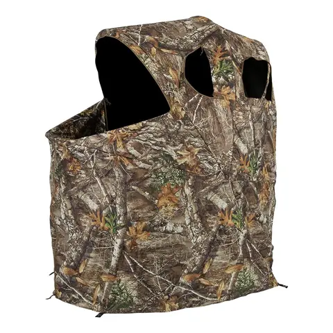 [Amazing Offer]Portable Blind With Chair - Camouflage See-Through Ground Tent with Cup Holder, Lightweight 1-Person Tent for Deer, Duck, and Turkey Hunting Visibility Convenience