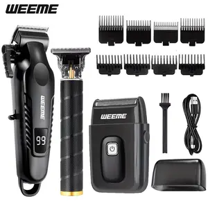 Weeme Men's Haircut Set, Electric Razor with Alloy Blade, Metal Body Trimmer, LCD Display, Cordless, Home & Travel Use, Cordless Hair Cutting
