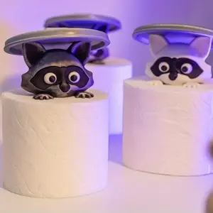 Raccoon Toilet Paper Holder - Funny Freestanding Bathroom Set, 3D Printed Raccoon Roll Holder, Cute Toilet Paper Storage, Adorable Bathroom Decor, Bathroom Decorations, Bathroom Decoration Accessories