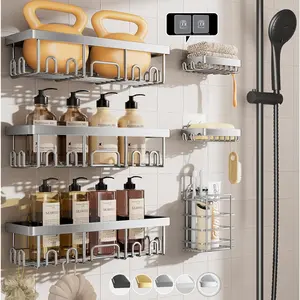 Shower Caddy 6-Pack, Family Choice Award Winner, Large Wall Mounted Shower Rack, Bathroom Shelves Over Toilet, Organizer Storage Accessories with Soap Dish&Toothbrush Holder