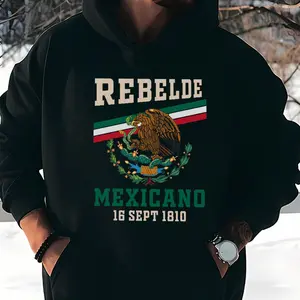 Rebelde Mexicano 16 Sept 1810 Hoodie - Mexican Pride Design, Mexican Pride Sweatshirt,Independence Day shirt, Viva Mexico, Gift for her,friends,Graphic tees, Casual Short Sleeve Crew Neck T-Shirt,Flash sale,16 De Septiembre