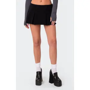 Edikted Women's Washed Denim Pleated Micro Skort - Multicolor